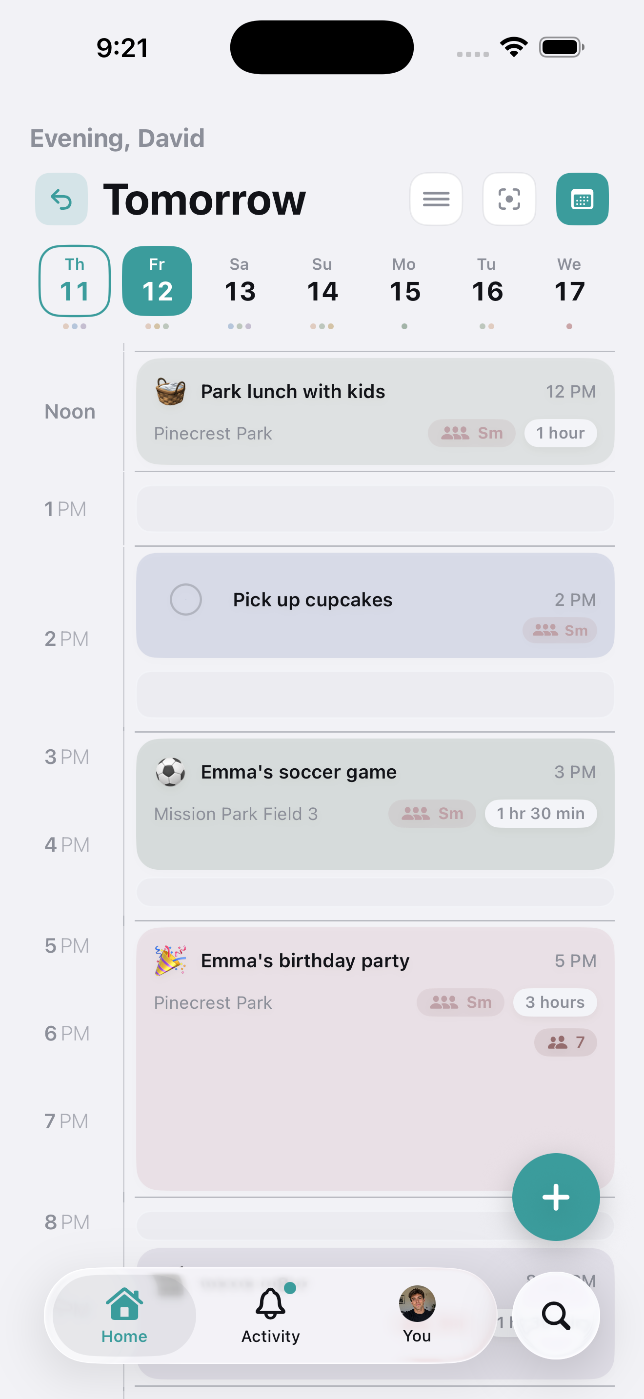 PlanThat daily timeline view